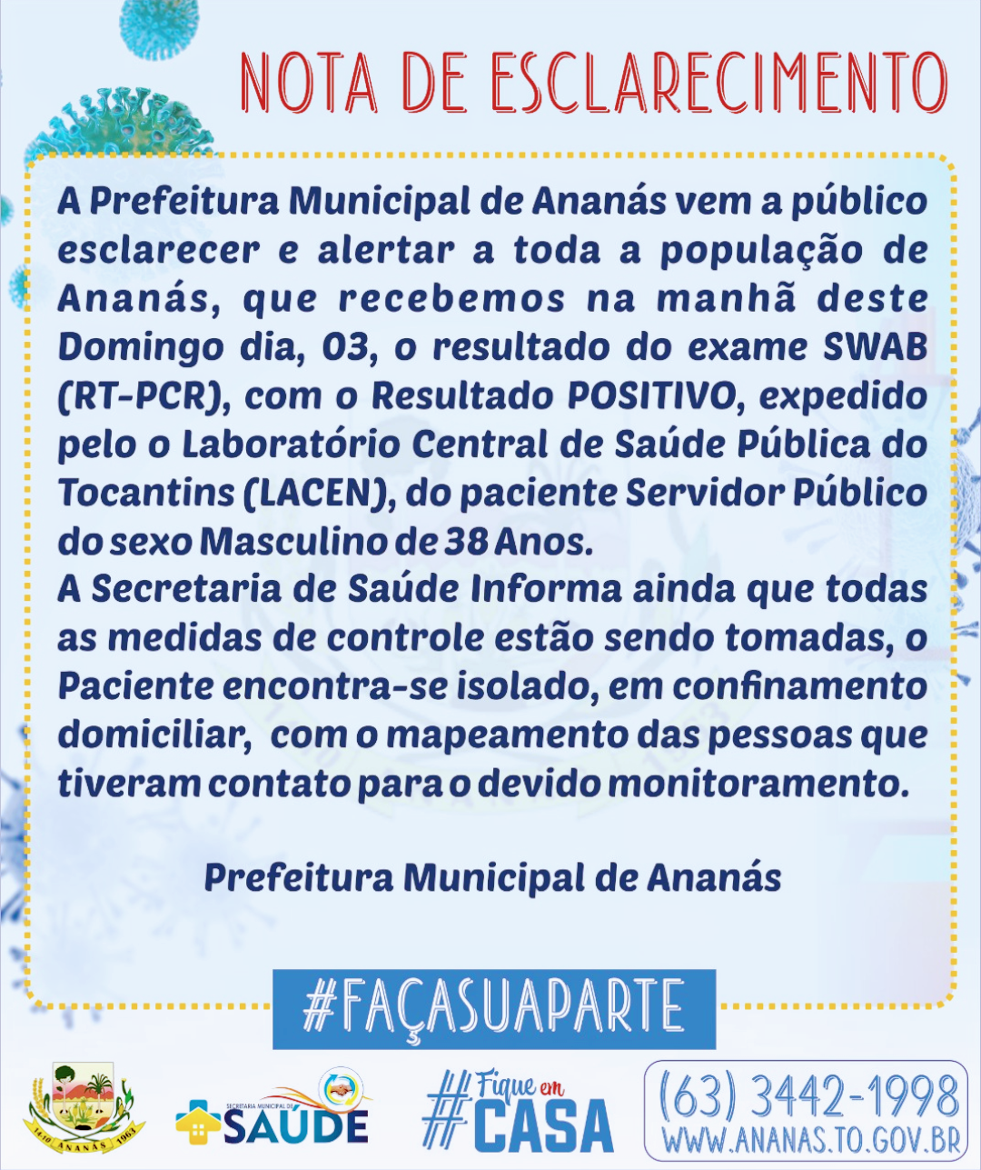 Nota de Esclarecimento Saúde Pública Nota de Esclarecimento Saúde Pública