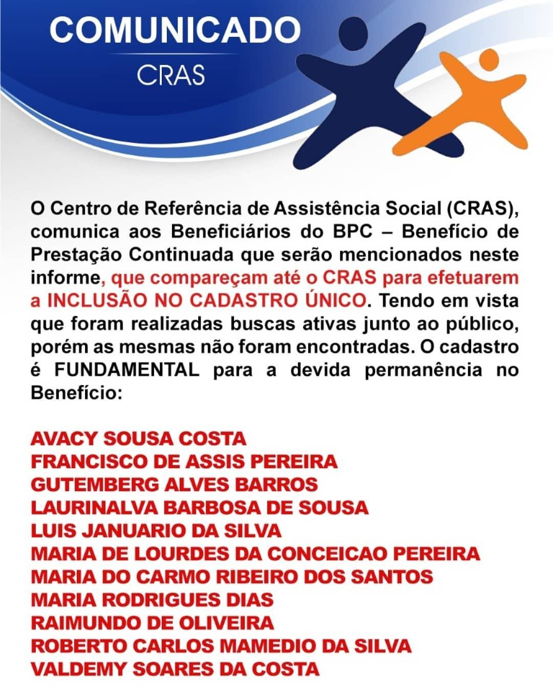COMUNICADO CRAS COMUNICADO CRAS