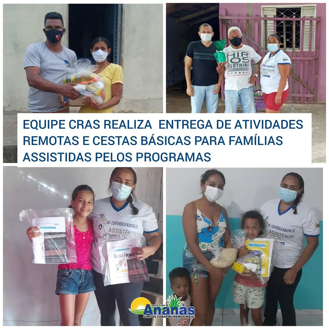 EQUIPE CRAS REALIZA ENTREGA DE ATIVIDADES REMOTAS E CESTAS BÁSICAS PARA FÁMILIAS ASSISTIDAS PELOS PROGRAMAS EQUIPE CRAS REALIZA ENTREGA DE ATIVIDADES REMOTAS E CESTAS BÁSICAS PARA FÁMILIAS ASSISTIDAS PELOS PROGRAMAS