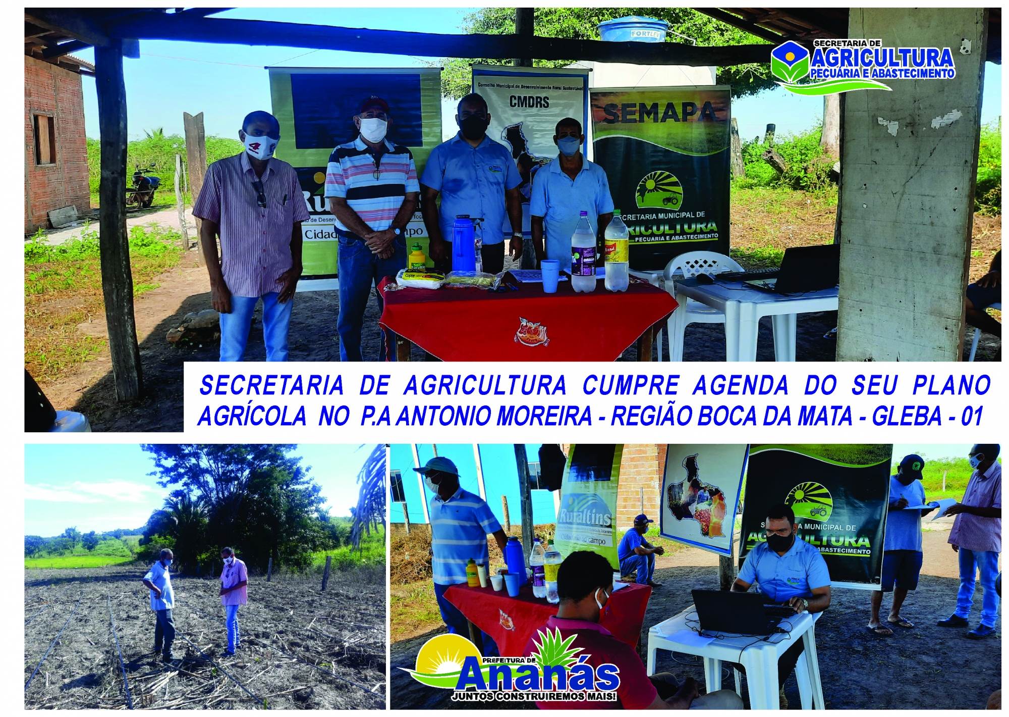 Prefeitura Municipal de Ananás, por meio da Secretaria Municipal de Agricultura, Pecuária e Abastecimento, dá continuidade no seu Plano Agrícola 2021 no P.A ANTONIO MOREIRA – Região Boca da Mata. Prefeitura Municipal de Ananás, por meio da Secretaria Municipal de Agricultura, Pecuária e Abastecimento, dá continuidade no seu Plano Agrícola 2021 no P.A ANTONIO MOREIRA – Região Boca da Mata.