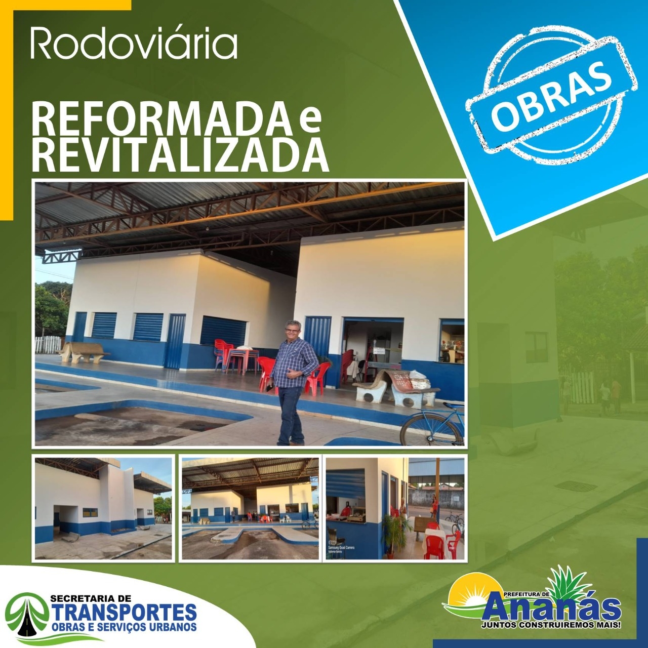 Depois de 15 anos, o prédio da rodoviária de Ananás passa por uma reforma completa. Depois de 15 anos, o prédio da rodoviária de Ananás passa por uma reforma completa.